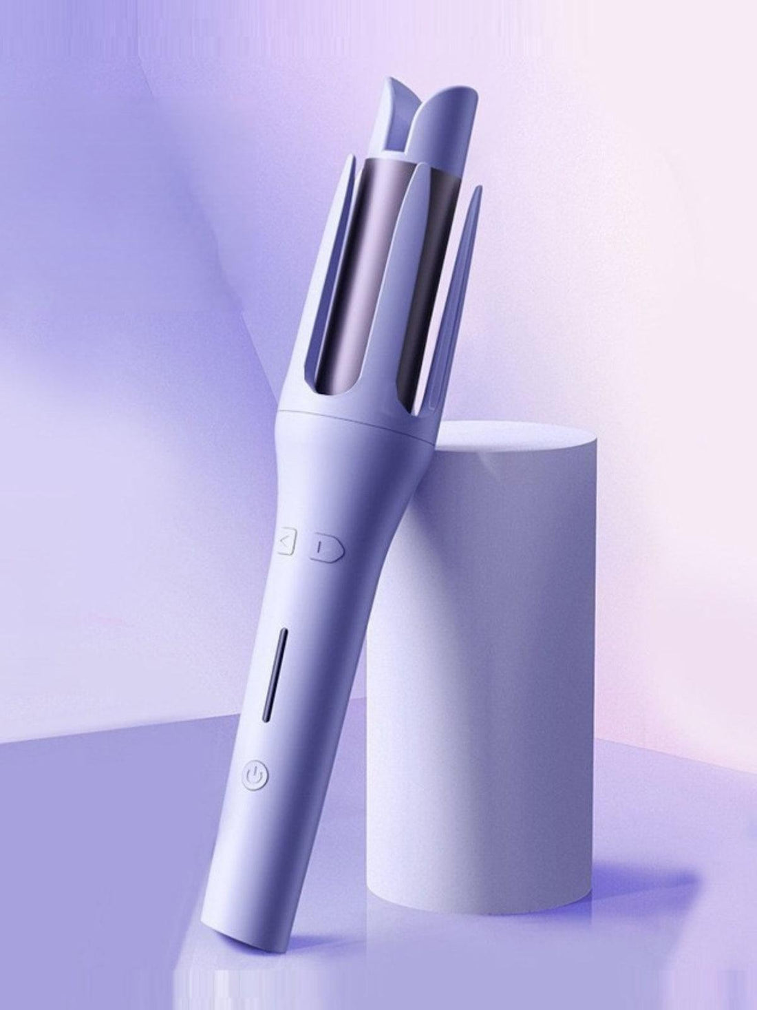 The LAMORE automatic curler in purple