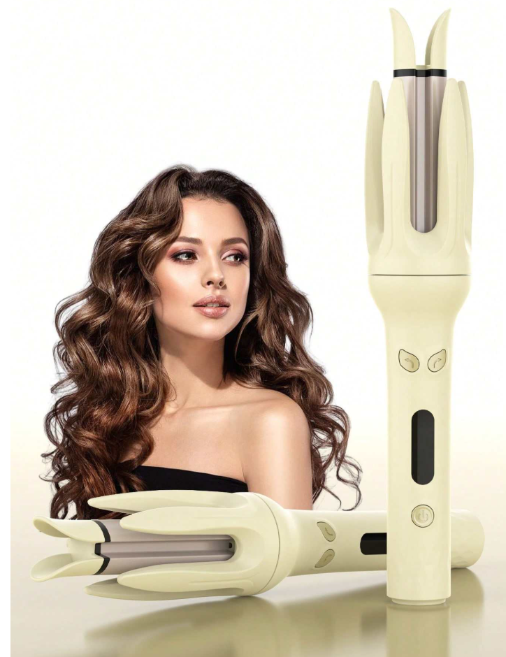 Soft curls next to the LAMORE curler in Yellow